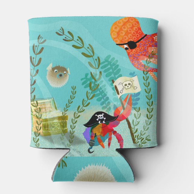 Cute Ocean Friends with Pirate Theme Can Cooler Dosenkühler (Rückseite)