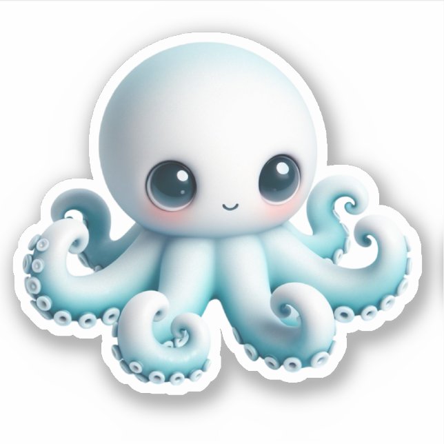 Cute Octopus Custom-Cut Vinyl Stickers (Devant)