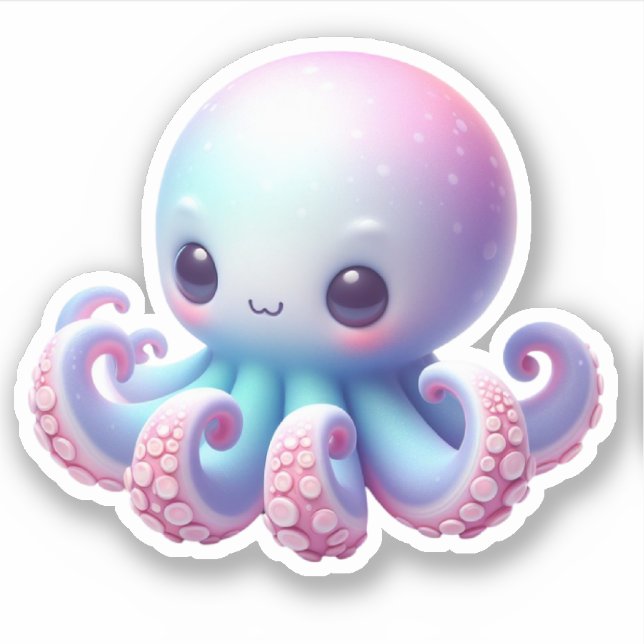 Cute Octopus Custom-Cut Vinyl Stickers (Devant)