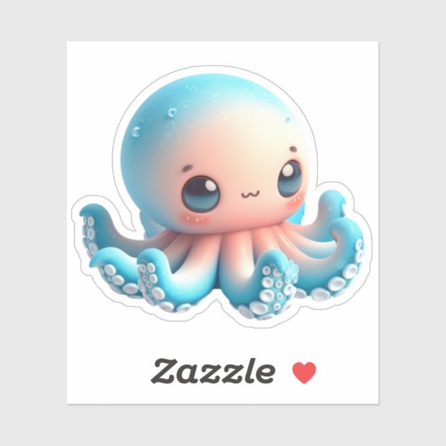 Cute Octopus Custom-Cut Vinyl Stickers (Feuille)