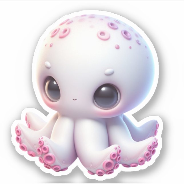 Cute Octopus Custom-Cut Vinyl Stickers (Devant)