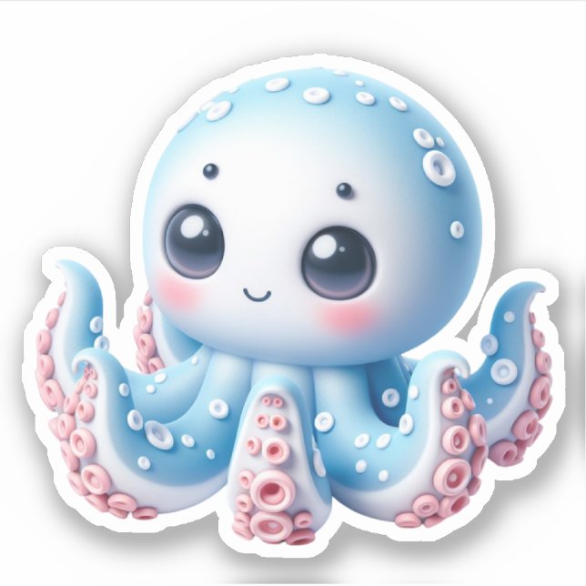 Cute Octopus Custom-Cut Vinyl Stickers (Devant)