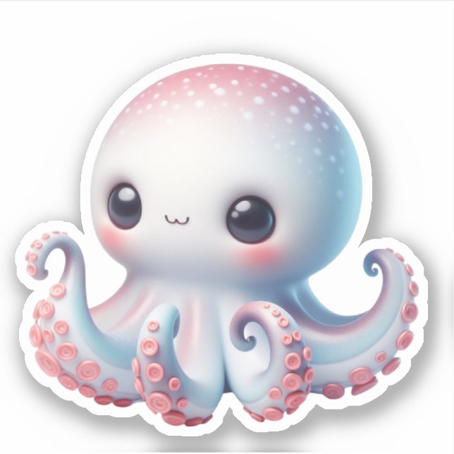Cute Octopus Custom-Cut Vinyl Stickers (Devant)
