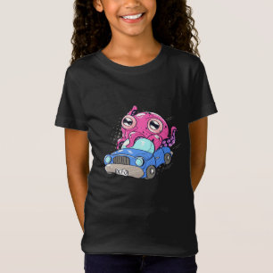 Cute Octopus In Car Funny Octopus Kids T-Shirt