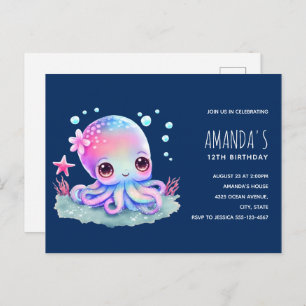 Cute Octopus Sea Creator Anniversaire Invitation