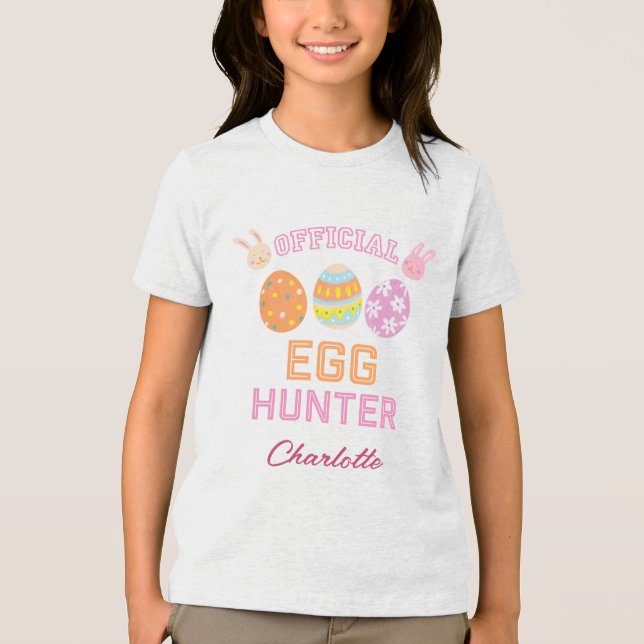 Cute Official Egg Hunter Easter Kids Name Tri-Blend Shirt (Vorderseite)