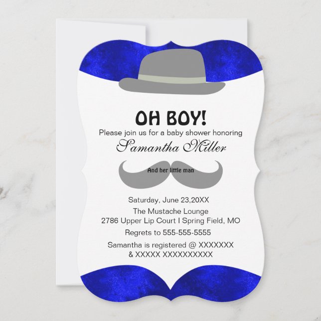 Cute Oh Boy Mustache Baby shower Invitation (Devant)