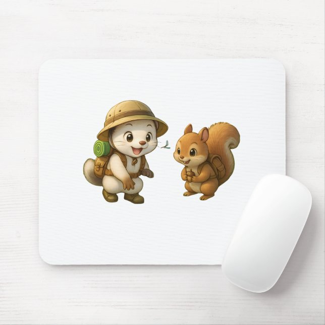 Cute Okojo and Squirrel – Okojo and Friends Mousepad (Mit Mouse)