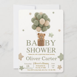 Cute Olive Green Boy Baby Shower Invitation Einladung