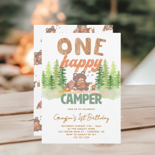 Cute One Happy Camper 1er Invitation anniversaire