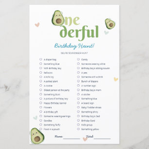 Cute Onedering Avocado 1er Anniversaire Carte de j