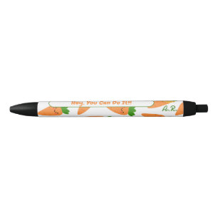 Cute Orange Carrots Green Monogram Initials Pen Kugelschreiber