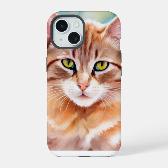 Cute Orange Cat iPhone 15 Hülle (Rückseite)