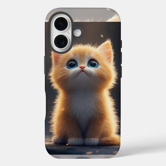 Cute Orange Cat iPhone 16 Hülle (Rückseite)