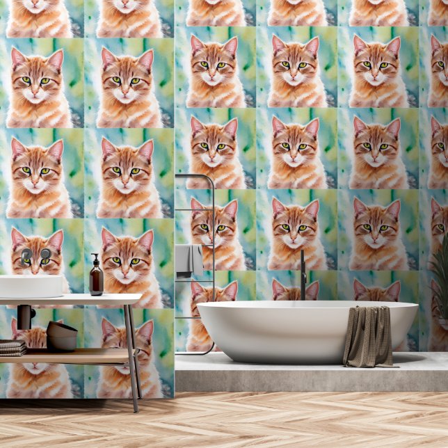Cute Orange Cat Tapete (Badezimmer)
