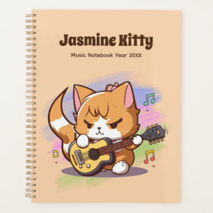 Cute Orange Chat Jouer Guitare (Personnaliser)