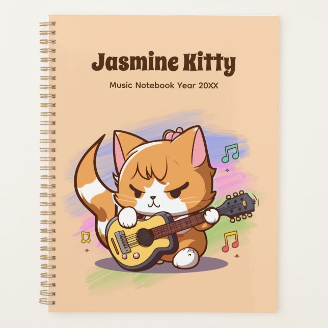 Cute Orange Chat Jouer Guitare (Personnaliser) (Devant)