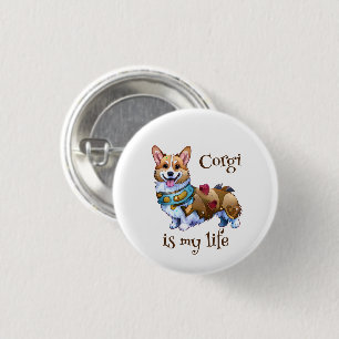 Cute Orange corgi for  a positive mood  Button