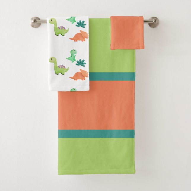 Cute orange et dinosaure vert (En situation)