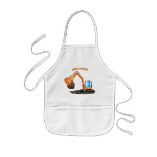 Cute orange excavator digger cartoon kinderschürze
