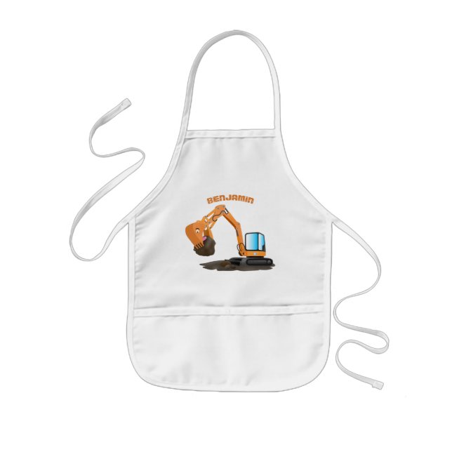 Cute orange excavator digger cartoon kinderschürze (Vorne)
