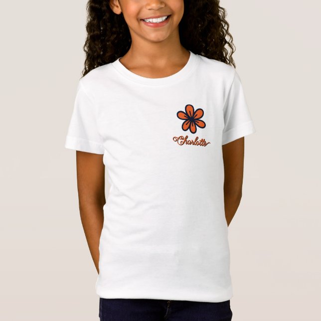 Cute Orange Flower Doodle Personalized T-Shirt (Vorderseite)