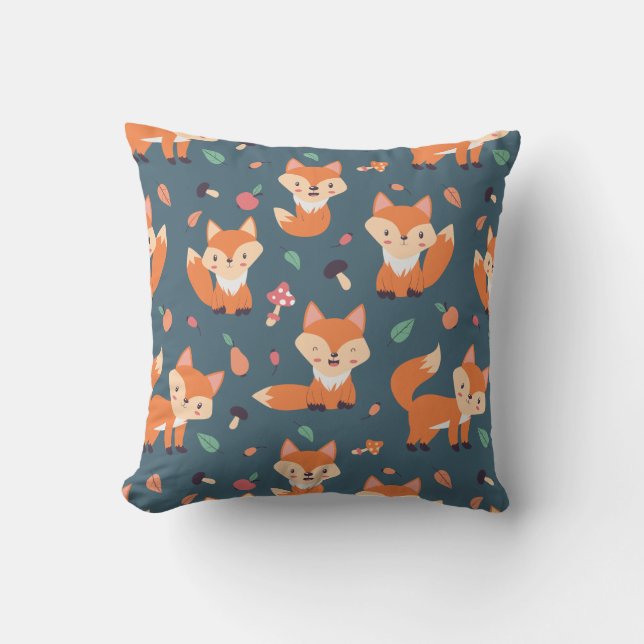 Cute Orange Fox Kissen (Vorderseite)