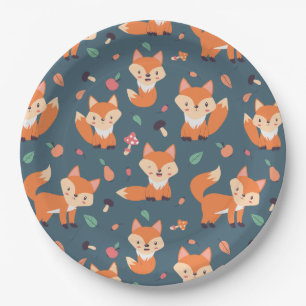 Cute Orange Fox Pappteller