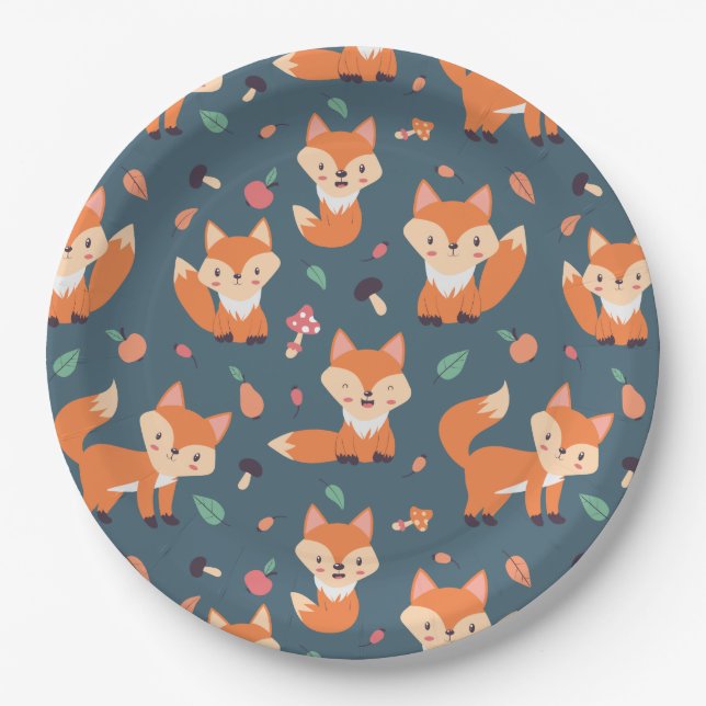 Cute Orange Fox Pappteller (Vorderseite)