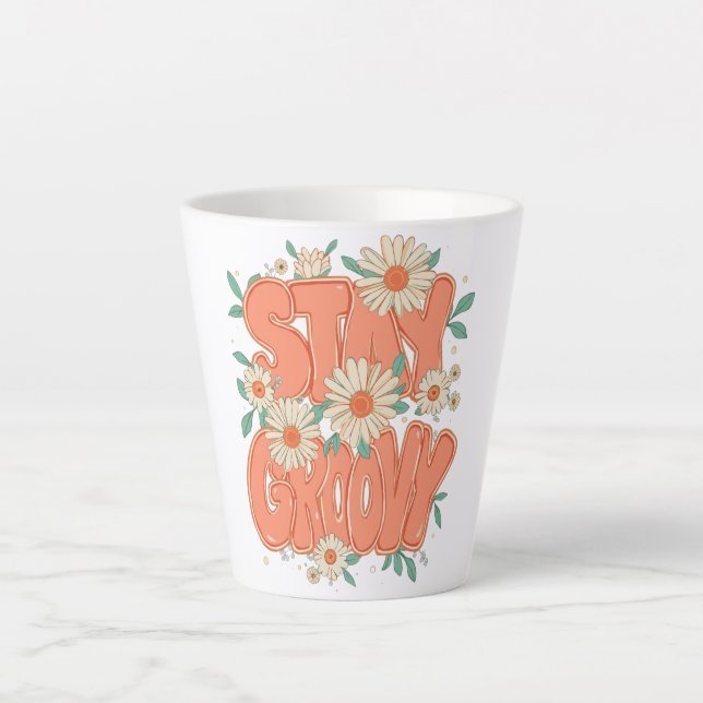 Cute Orange Hippie Typography Milchtasse (Vorderseite)