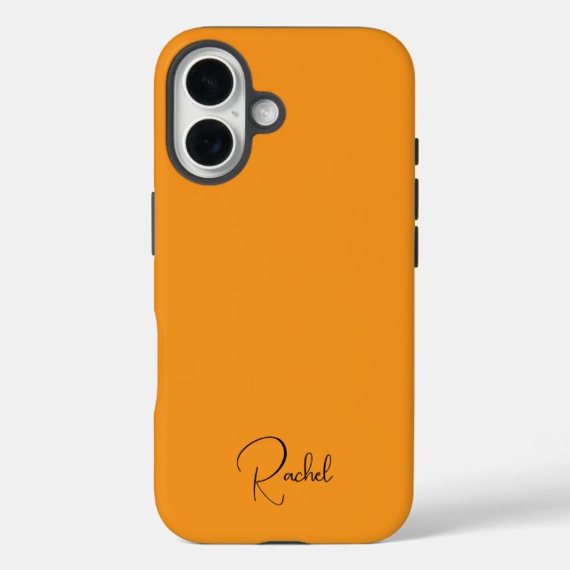 Cute Orange Personalized Name  iPhone 16 Hülle (Rückseite)