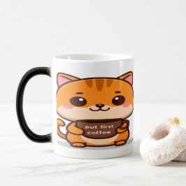 Cute Orange Tabby But First Coffee Verwandlungstasse