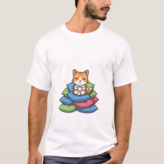 Cute Orange Tabby Cat Relaxing on Stack T-Shirt (Vorderseite)