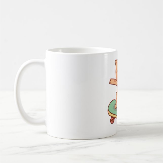 Cute Orange Tabby Cat Skating on Skateboard Kaffeetasse (Links)