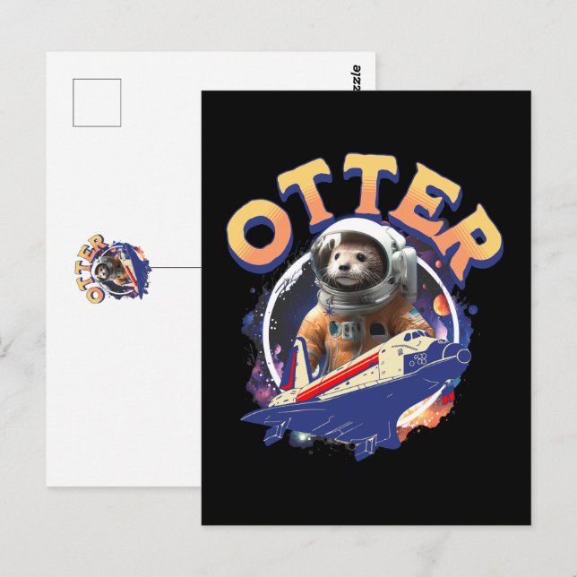 Cute Otter Astronaut Outer Space Shuttle Cadet Postkarte (Vorne/Hinten)