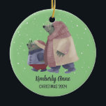 Cute Otter Christmas Animal Snowy Winter Holiday Keramik Ornament<br><div class="desc">Cute cartoon animal ornament for kids and children. Perfect for first Christmas celebration with family. You can customize the text for any occasion.</div>