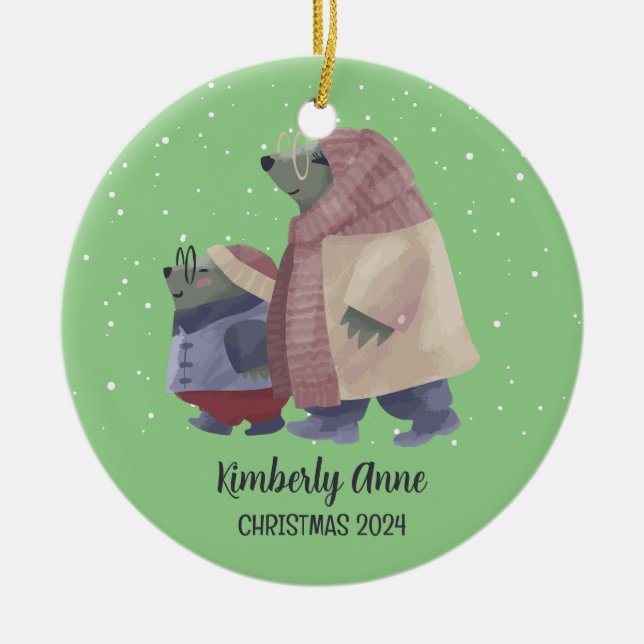 Cute Otter Christmas Animal Snowy Winter Holiday Keramik Ornament (Vorne)
