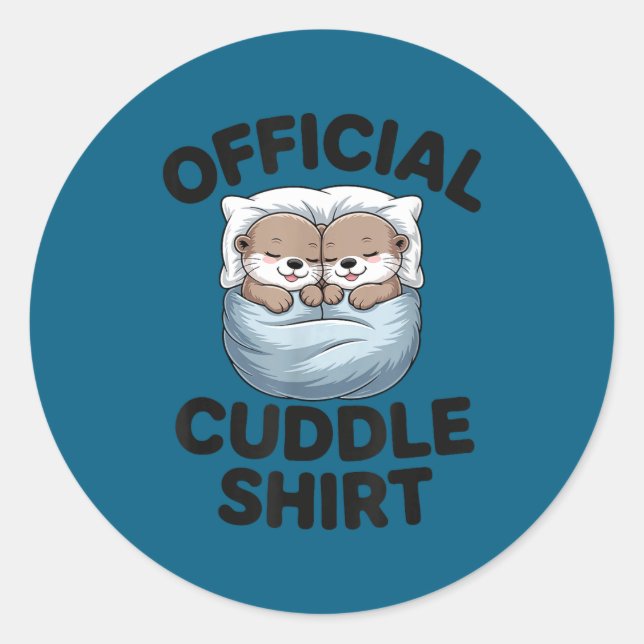 Cute Otter Couple Cozy Cuddle  Runder Aufkleber (Vorderseite)