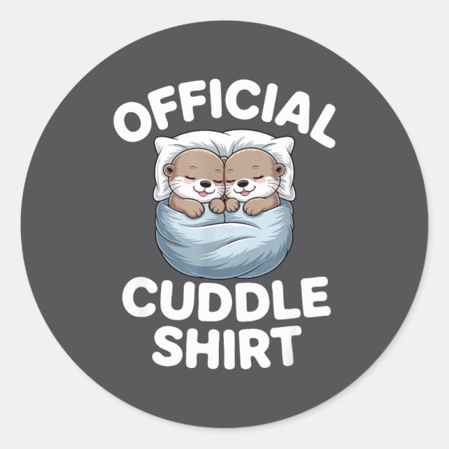 Cute Otter Couple Cozy Cuddle  Runder Aufkleber (Vorderseite)