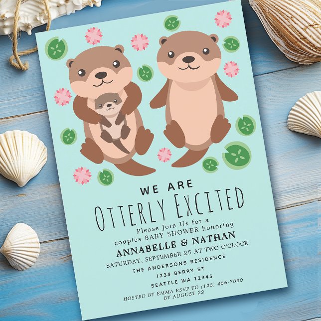 Cute Otter Couples Baby shower Invitation (Créateur téléchargé)