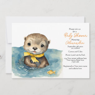 Cute Otter Genre Neutre Baby shower Invitation