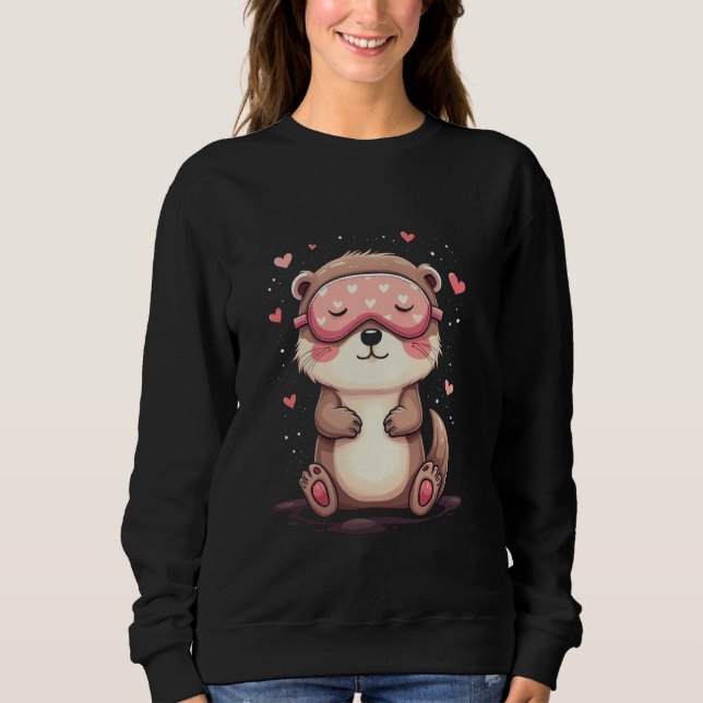 Cute otter sleeping motif sweatshirt (Vorderseite)