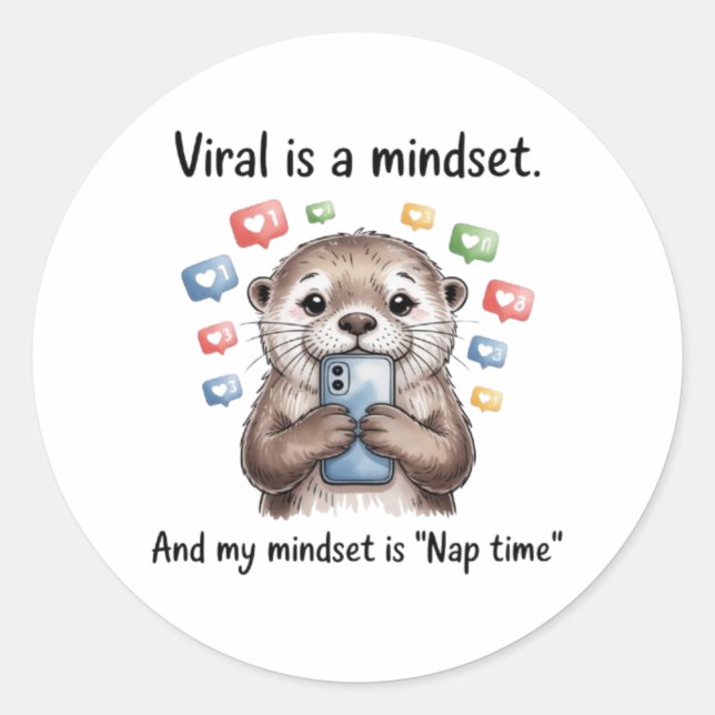 Cute Otter Viral Mindset Nap Time Sticker (Vorderseite)