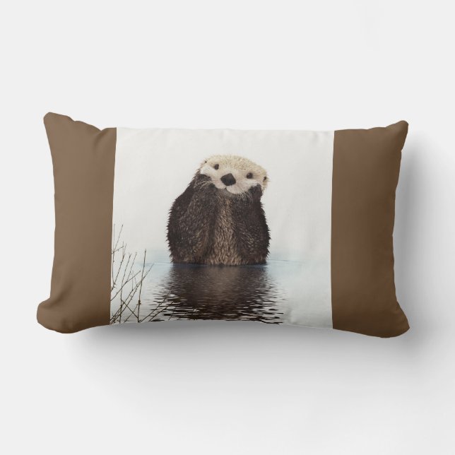 Cute Otter Wildlife Image Lendenkissen (Vorderseite)