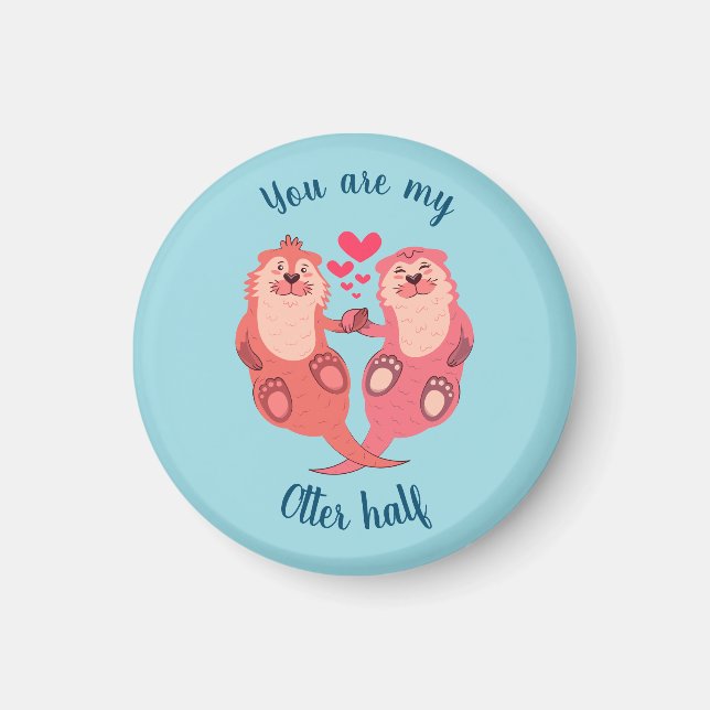 Cute Otters Valentines Day Couple Personalized Magnet (Vorne)