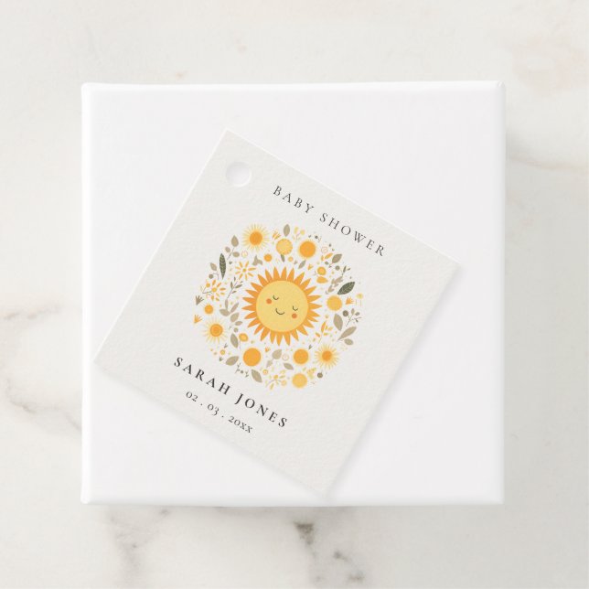 Cute Our Little Sunshine Boho Sun Baby Shower Geschenkanhänger (Beispiel)