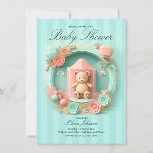 Cute ours en peluche dans un cadre   Invitation Ba