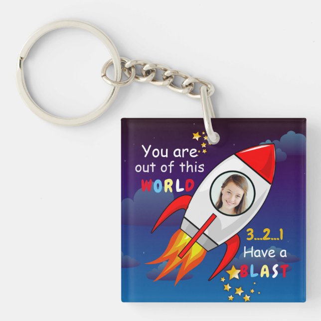 Cute Outer Space Rocket Ship Blast Off Birthday (Devant)