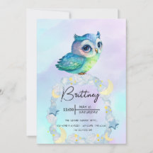 Cute Owl Anniversaire Fête Adorable Invitation