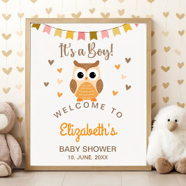 Cute Owl Baby Shower Invitation – 'It's a Boy' Poster